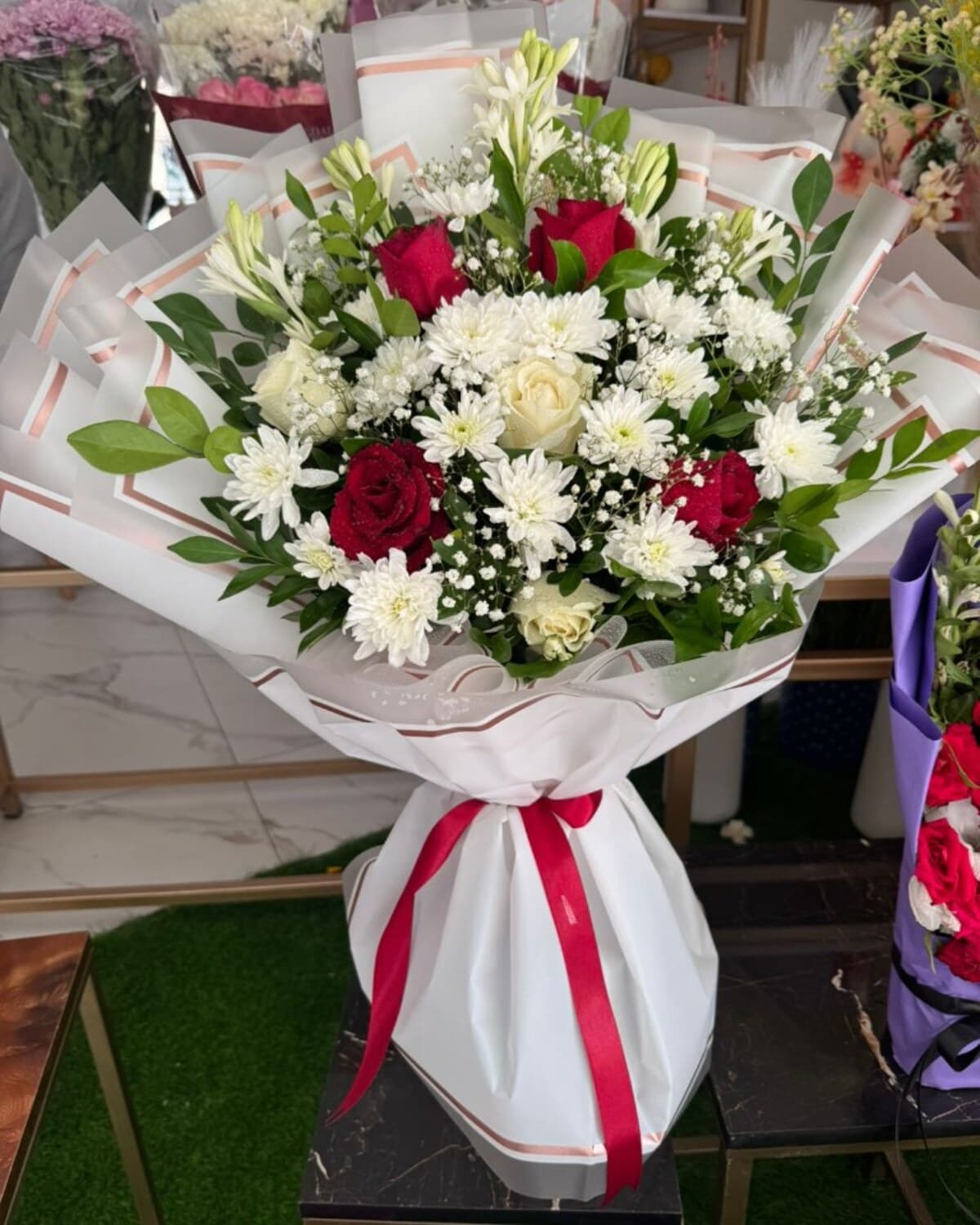 Crimson Ivory Tuberose Bouquet fresh flower bouquet by Phool Pattiyan Lahore