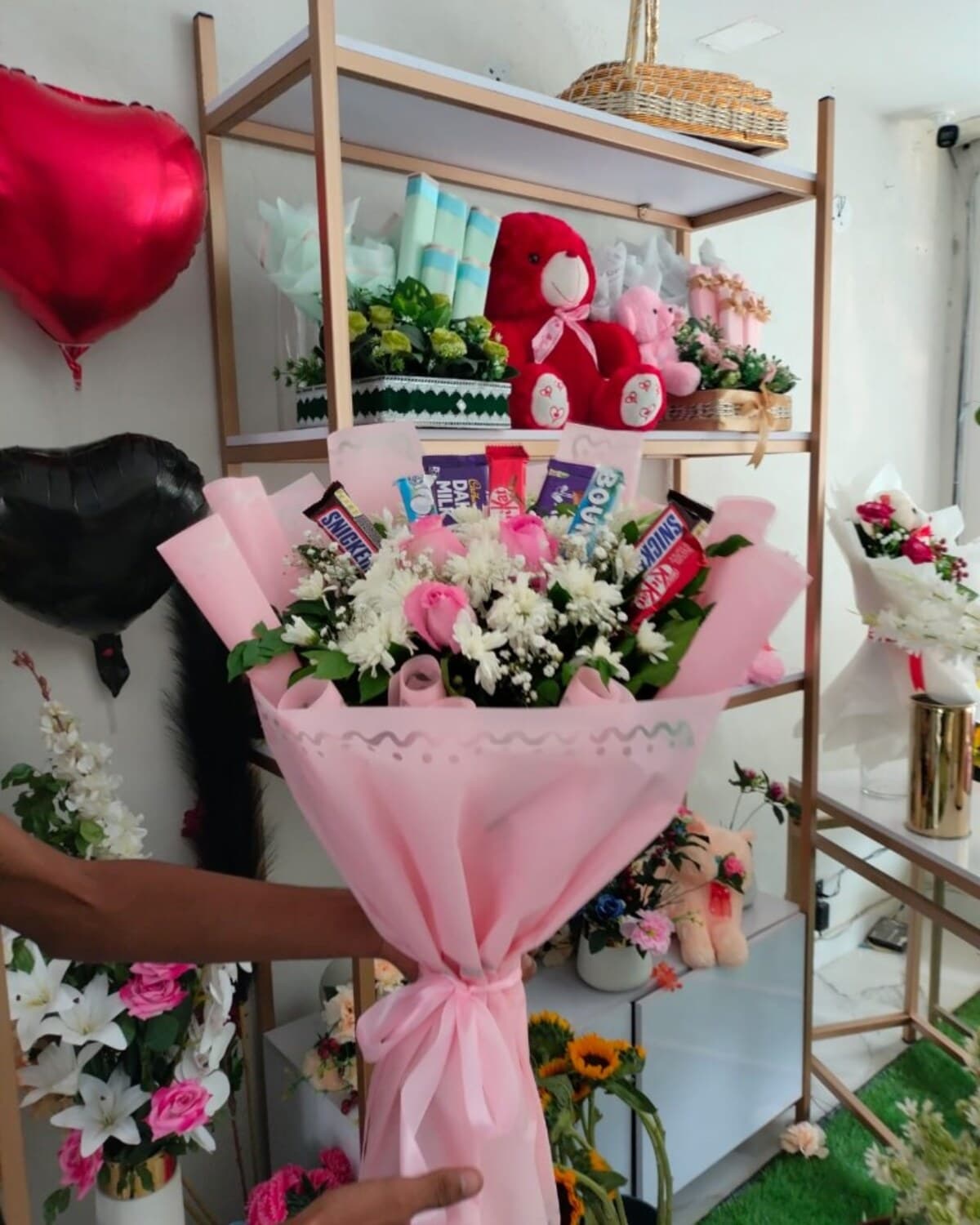 Pink Chocolate Treat Bouquet fresh flower bouquet by Phool Pattiyan Lahore