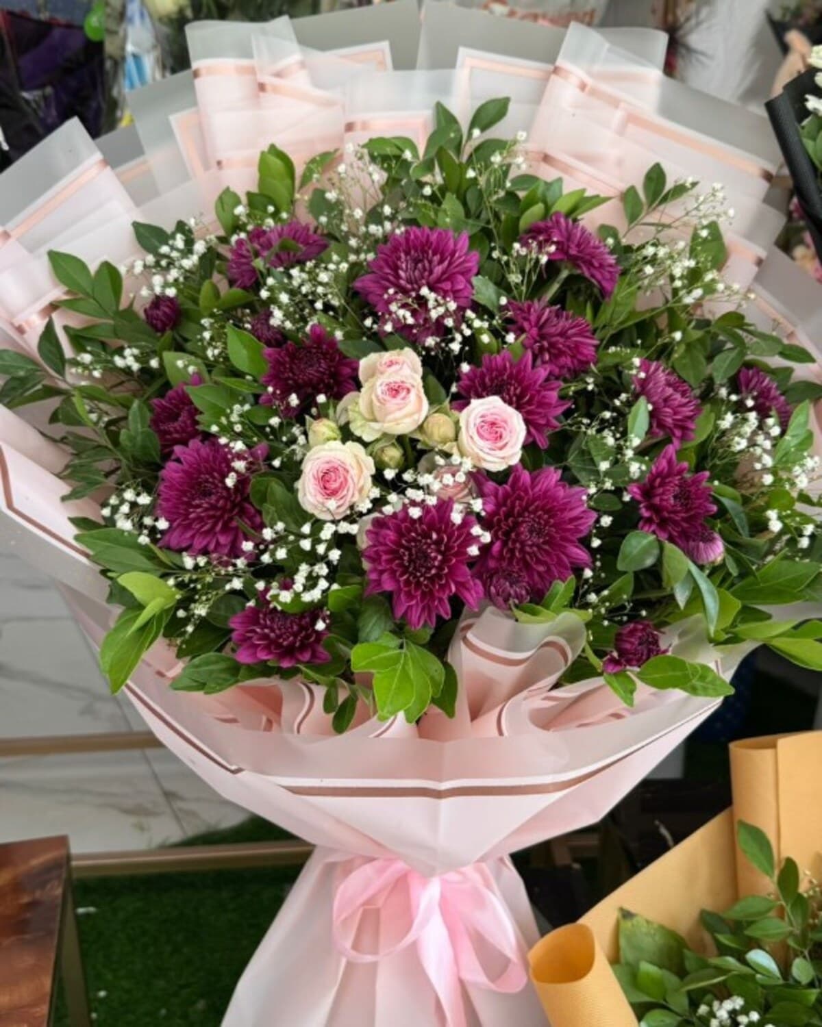 Plum Peach Rose Bouquet fresh flower bouquet by Phool Pattiyan Lahore